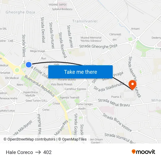 Hale Coreco to 402 map