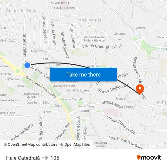 Hale Catedrală to 105 map