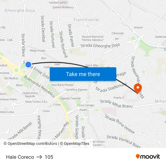 Hale Coreco to 105 map