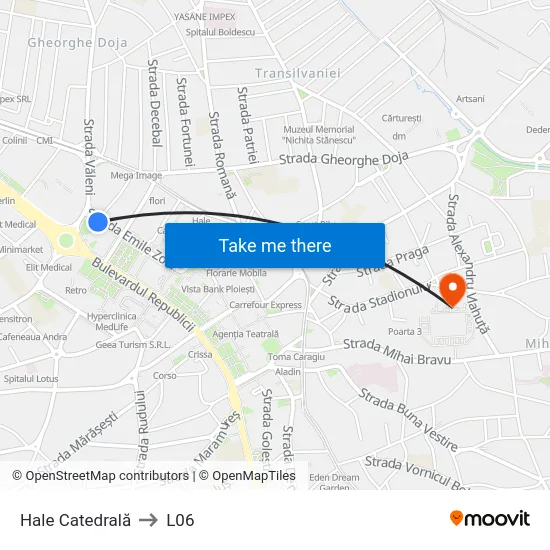 Hale Catedrală to L06 map