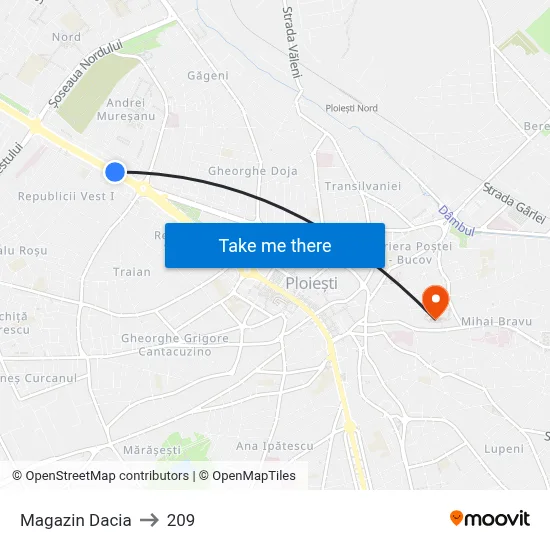 Magazin Dacia to 209 map