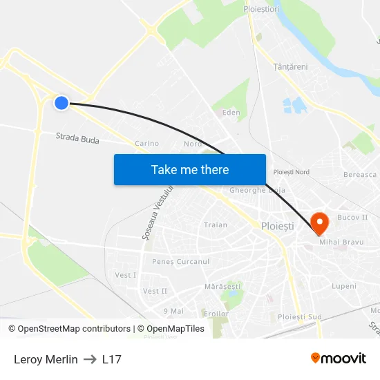 Leroy Merlin to L17 map