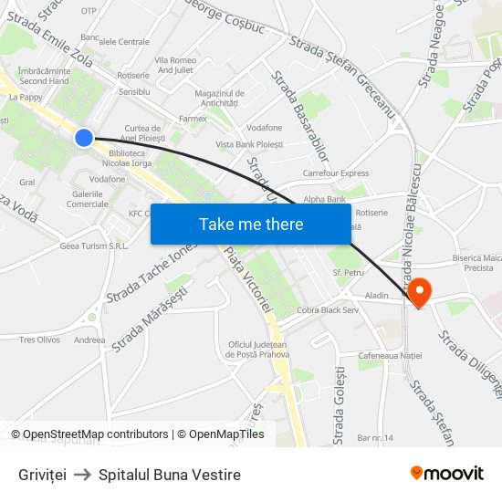 Griviței to Spitalul Buna Vestire map