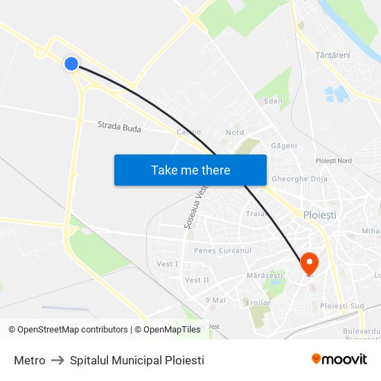 Metro to Spitalul Municipal Ploiesti map