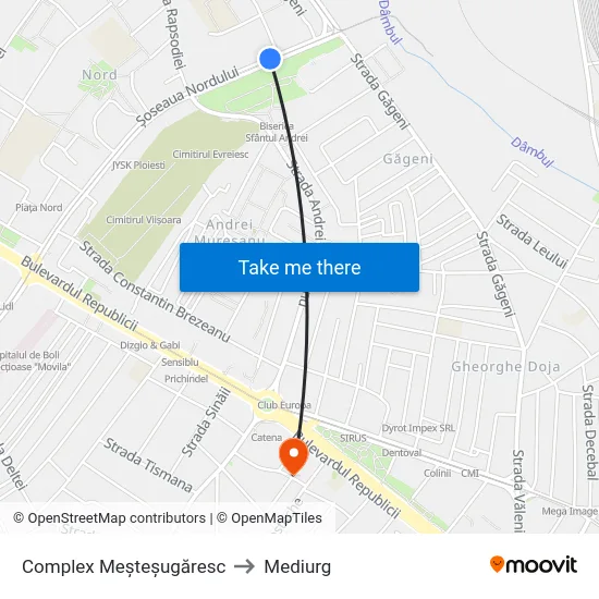 Complex Meșteșugăresc to Mediurg map