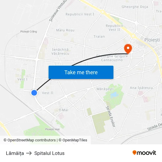 Lămâița to Spitalul Lotus map