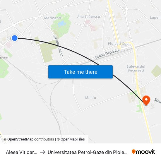 Aleea Vitioarei to Universitatea  Petrol-Gaze  din Ploiești map