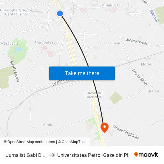 Jurnalist Gabi Dobre to Universitatea  Petrol-Gaze  din Ploiești map