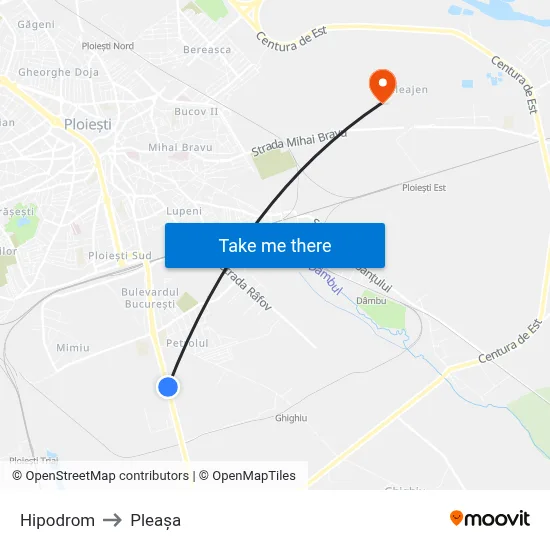 Hipodrom to Pleașa map