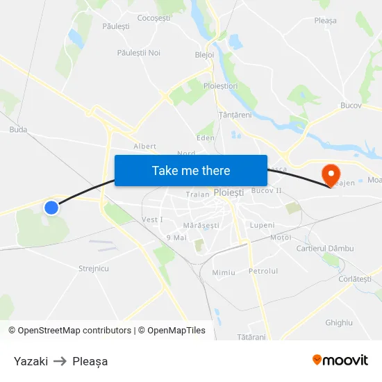 Yazaki to Pleașa map