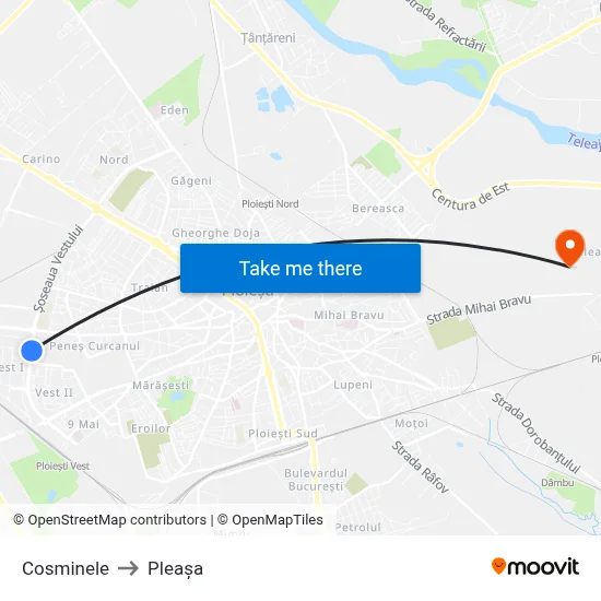 Cosminele to Pleașa map