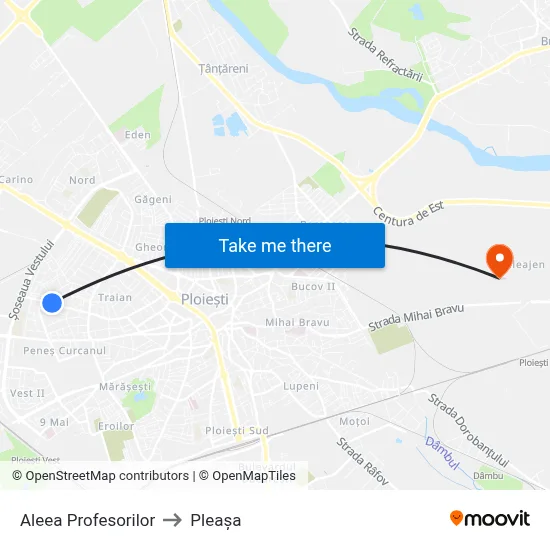 Aleea Profesorilor to Pleașa map