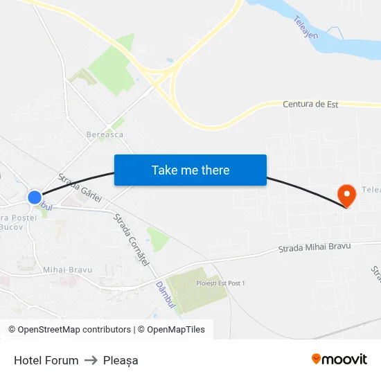 Hotel Forum to Pleașa map