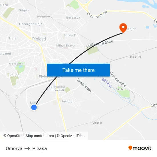 Umerva to Pleașa map