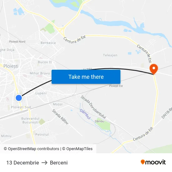 13 Decembrie to Berceni map