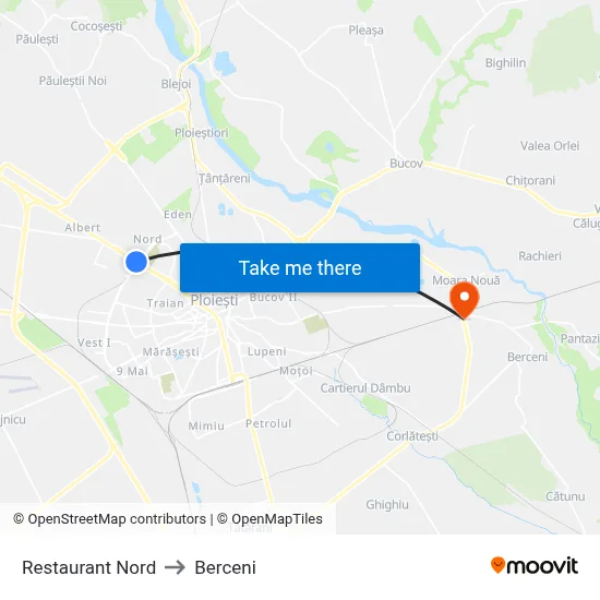 Restaurant Nord to Berceni map