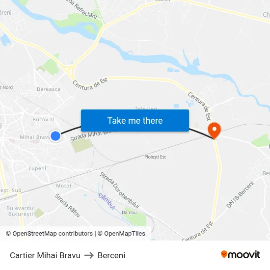 Cartier Mihai Bravu to Berceni map