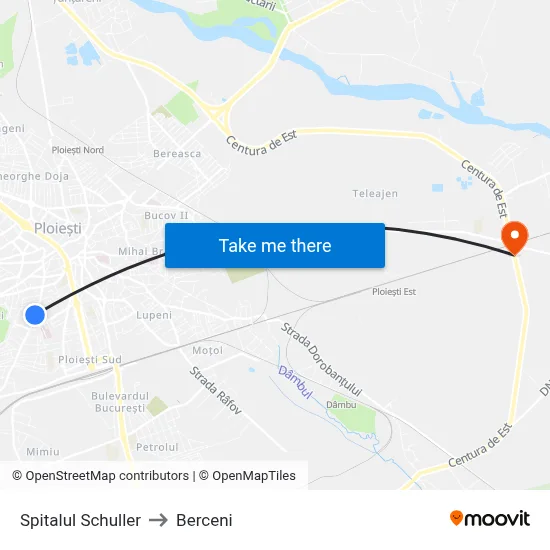 Spitalul Schuller to Berceni map