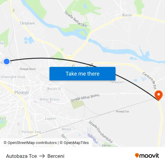 Autobaza Tce to Berceni map