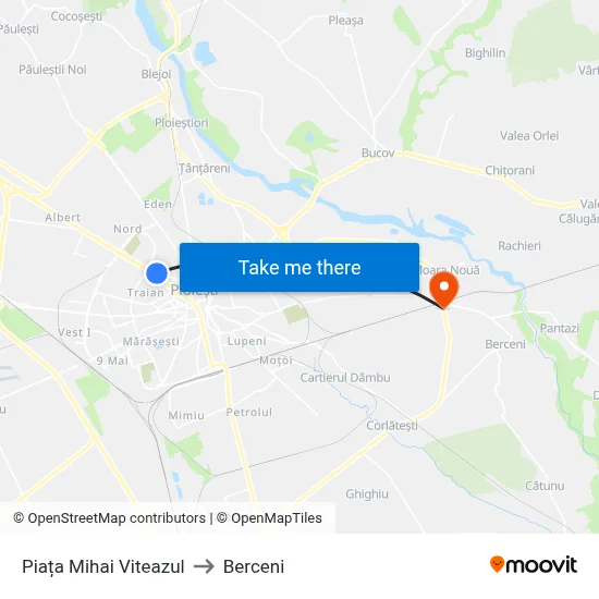 Piața Mihai Viteazul to Berceni map