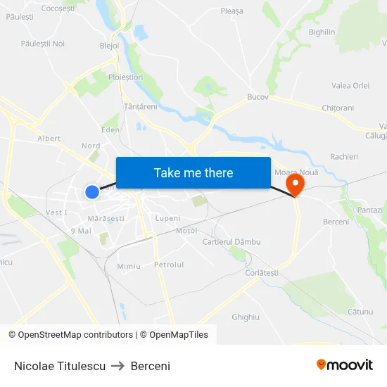 Nicolae Titulescu to Berceni map