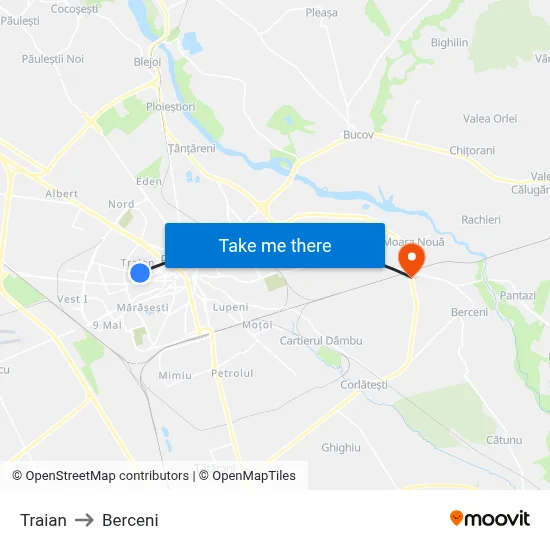 Traian to Berceni map