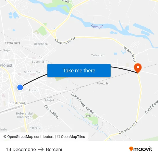 13 Decembrie to Berceni map