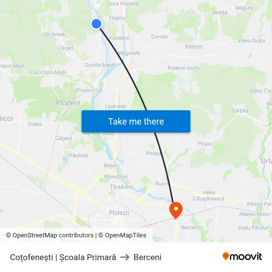 Coțofenești | Școala Primară to Berceni map