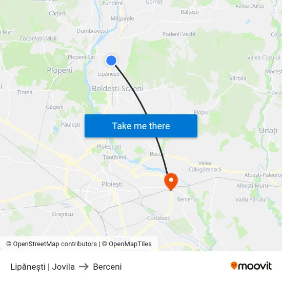 Lipănești | Jovila to Berceni map