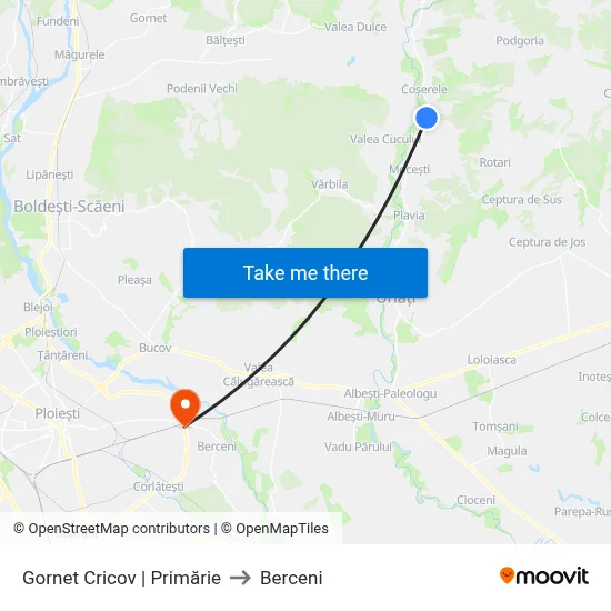 Gornet Cricov | Primărie to Berceni map