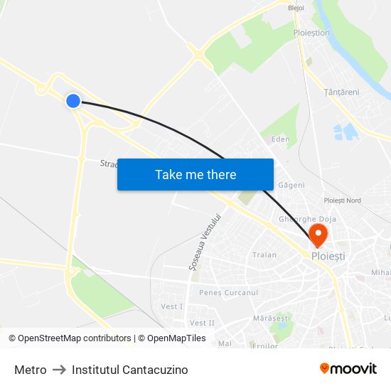 Metro to Institutul Cantacuzino map