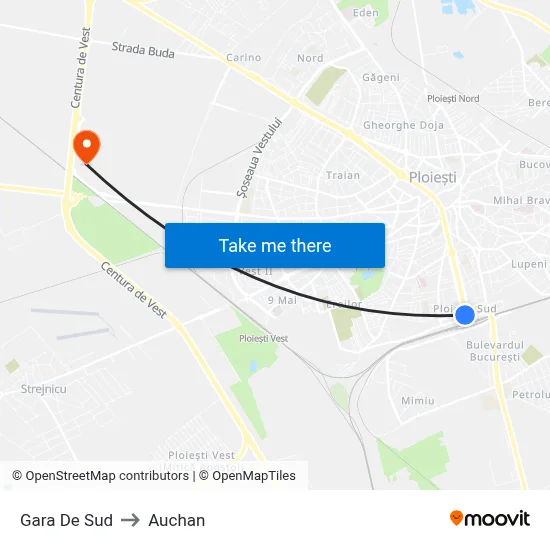 Gara De Sud to Auchan map