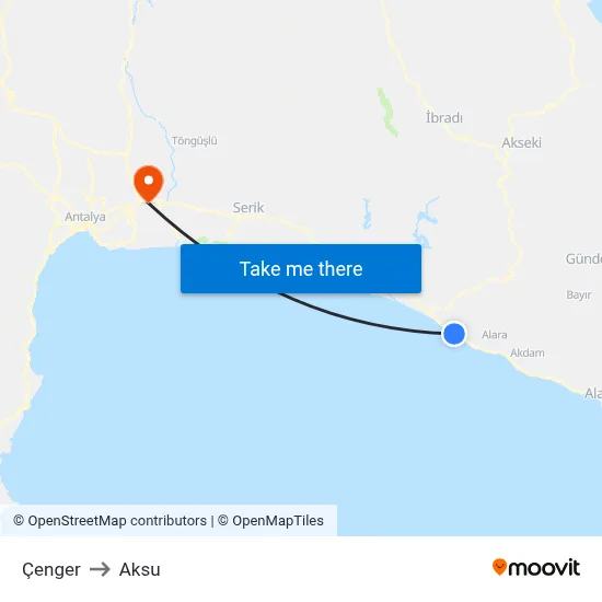 Çenger to Aksu map