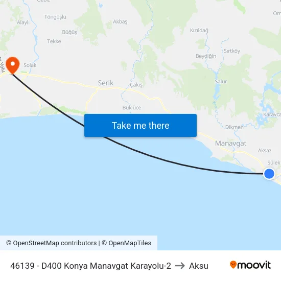 46139 - D400 Konya Manavgat Karayolu-2 to Aksu map