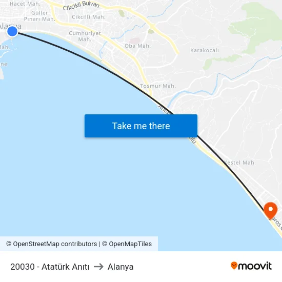 20030 - Atatürk Anıtı to Alanya map