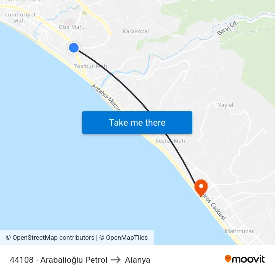 44108 - Arabalioğlu Petrol to Alanya map
