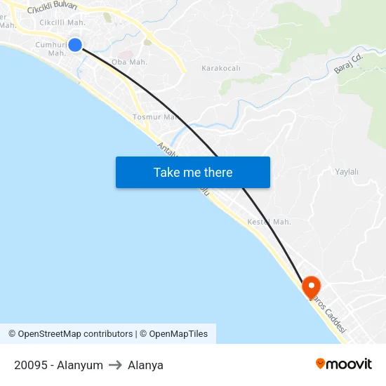 20095 - Alanyum to Alanya map