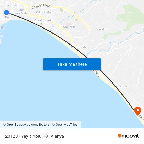 20123 - Yayla Yolu to Alanya map