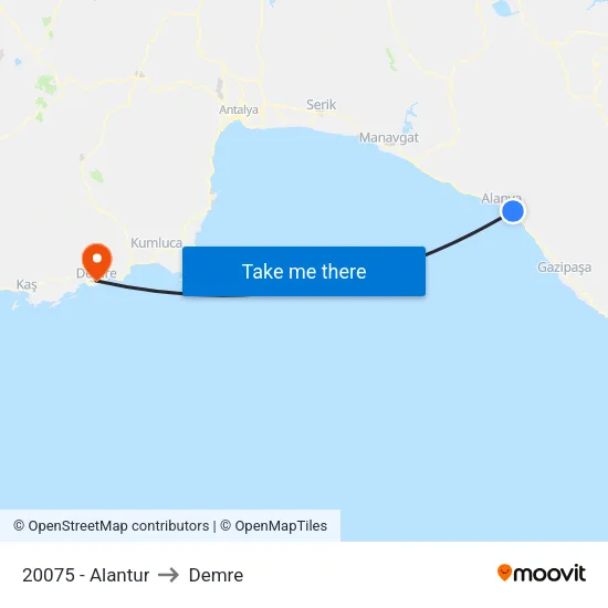 20075 - Alantur to Demre map