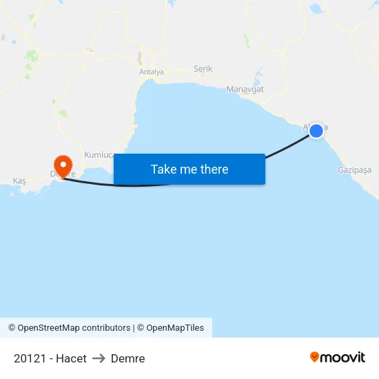 20121 - Hacet to Demre map