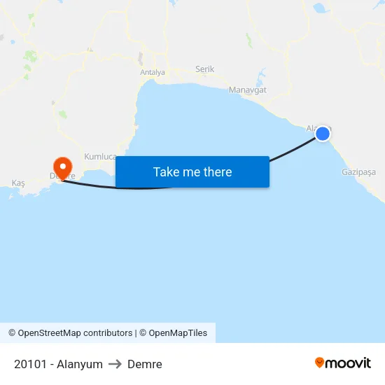 20101 - Alanyum to Demre map