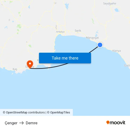 Çenger to Demre map