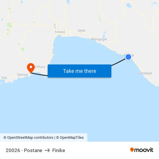 20026 - Postane to Finike map
