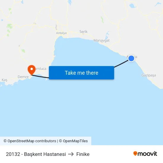 20132 - Başkent Hastanesi to Finike map