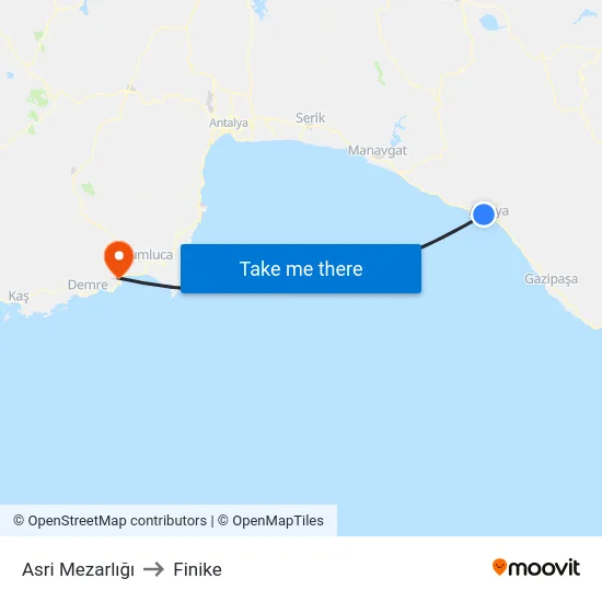 Asri Mezarlığı to Finike map