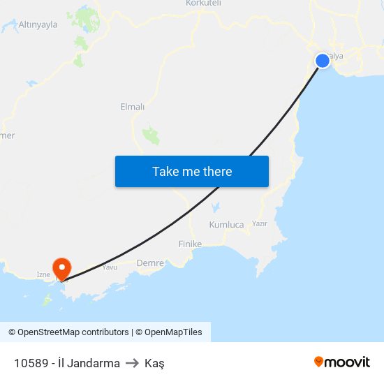 10589 - İl Jandarma to Kaş map