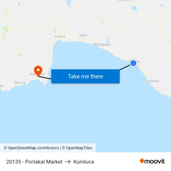 20135 - Portakal Market to Kumluca map