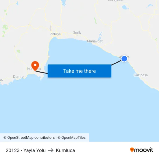 20123 - Yayla Yolu to Kumluca map