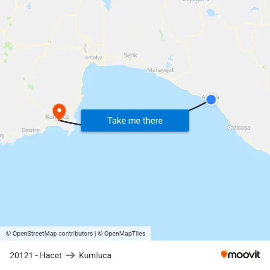 20121 - Hacet to Kumluca map