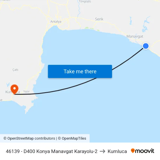 46139 - D400 Konya Manavgat Karayolu-2 to Kumluca map